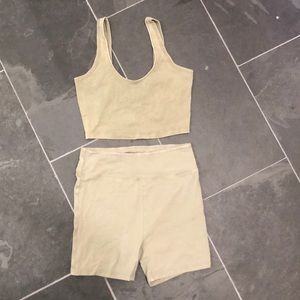 Free people bike short and bra set
